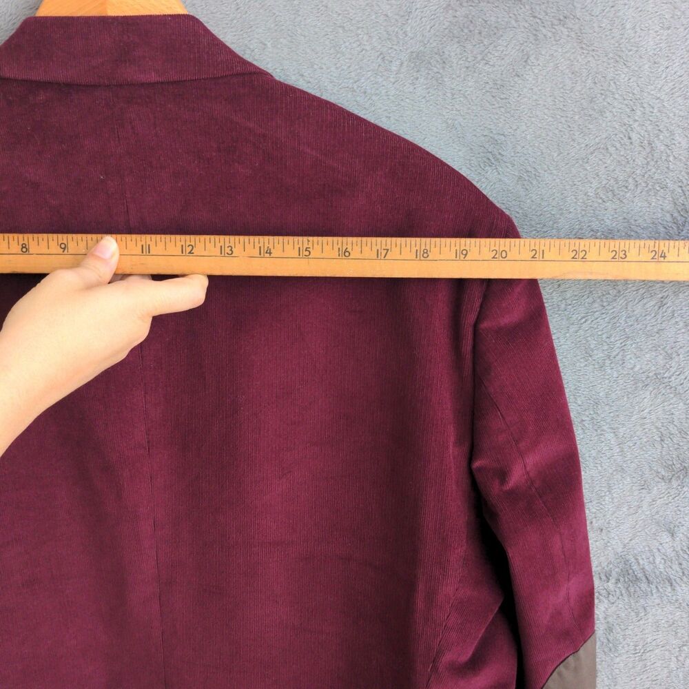 Ralph Lauren Black Label Corduroy Blazer 46L Burgundy Elbow Patches Academia - Picture 12 of 12
